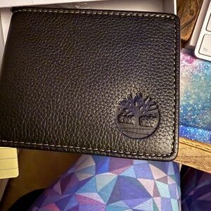 Timberland Genuine Leather Passcase Wallet Black New In Box